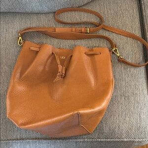 Mark and Graham Tan Leather Bucket Bag